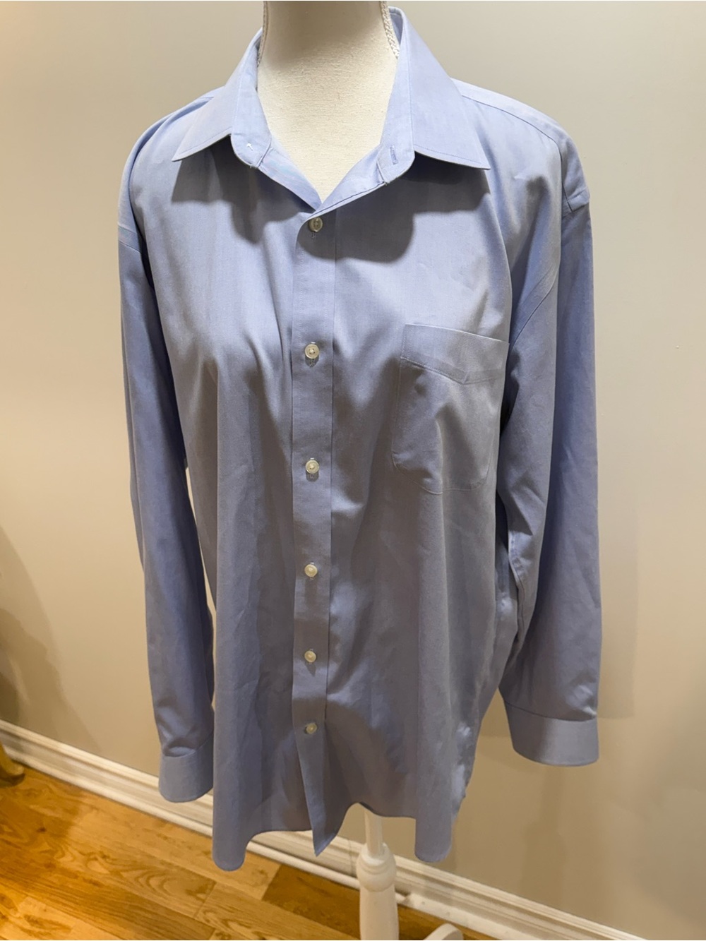 Lands' End Men's Light Blue Long-Sleeve Button-Down Dress Shirt (16.5-34)